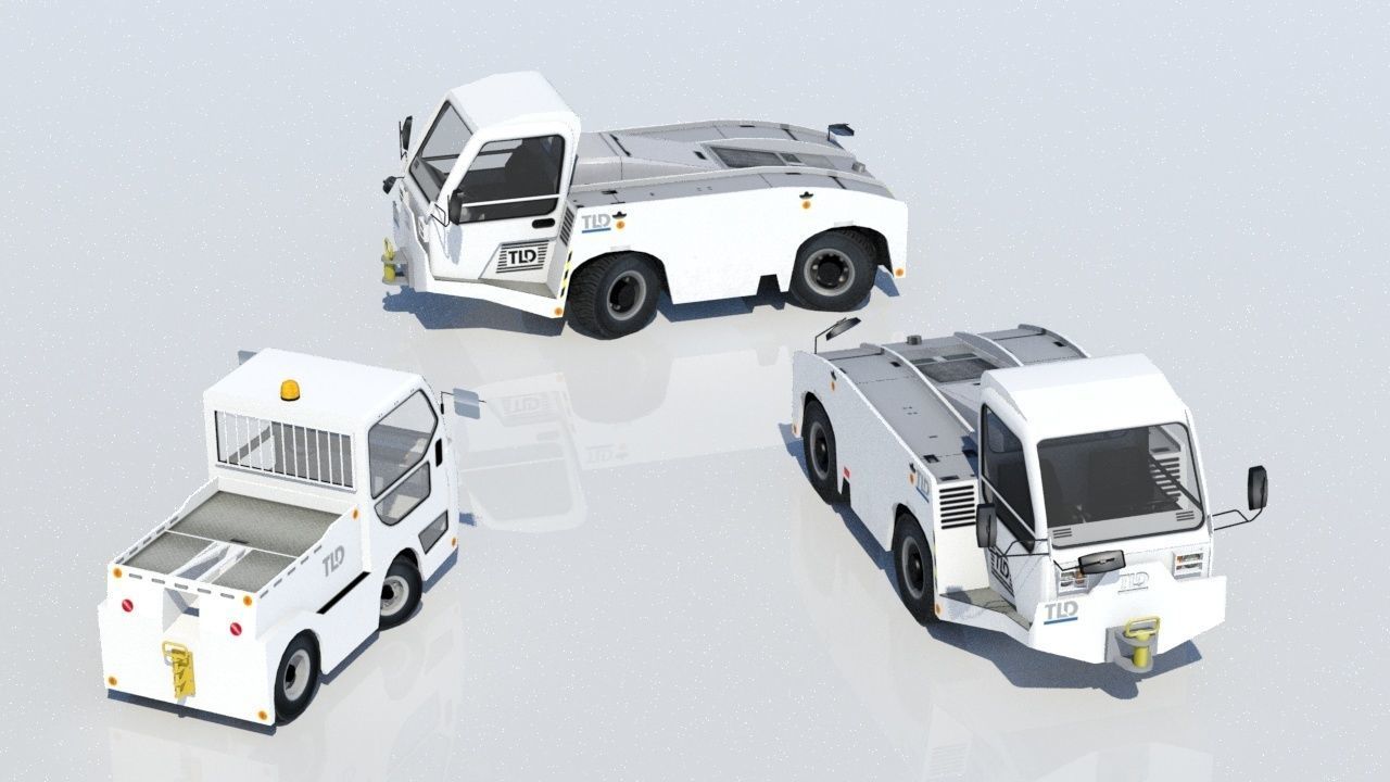 Medium Pushback Tractor Static Low Poly  Low-poly 3D model_4