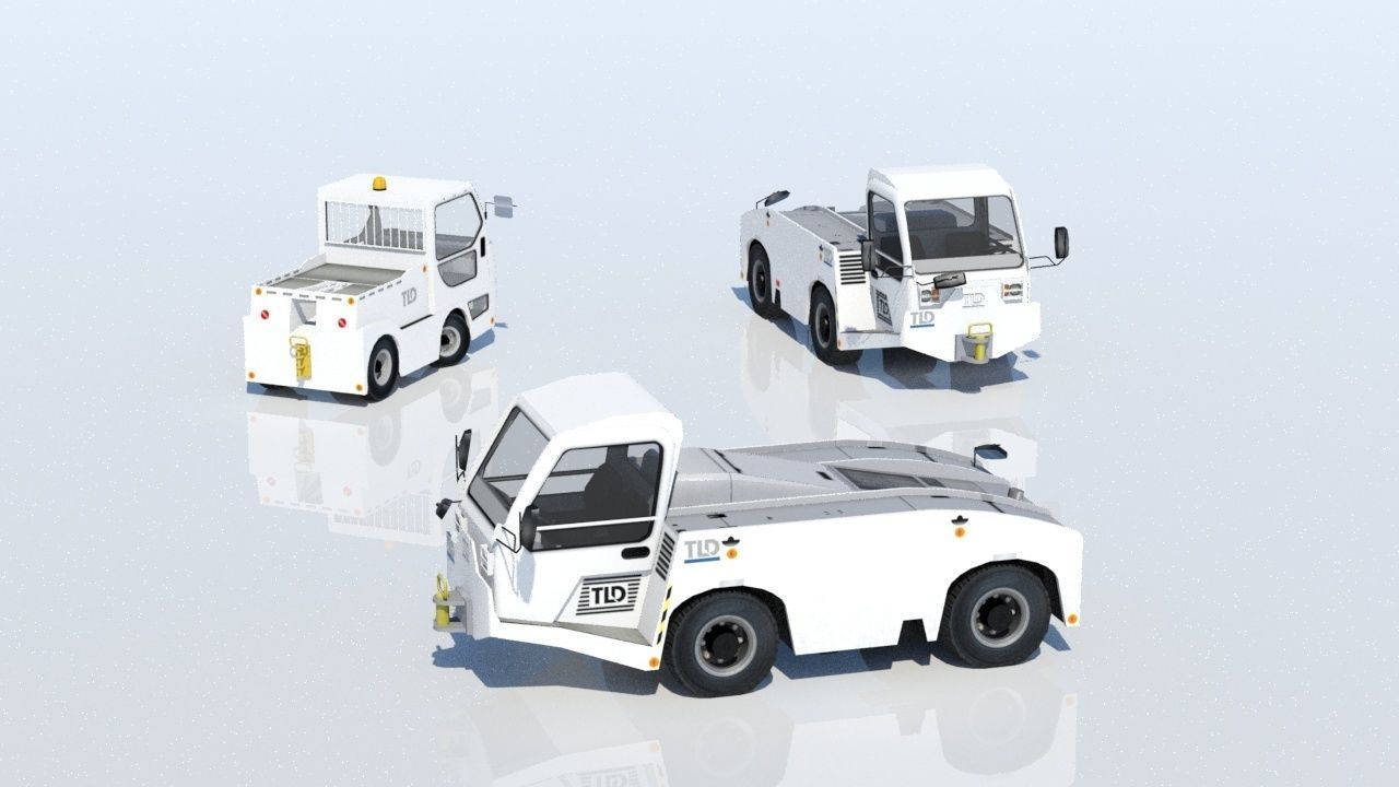 Medium Pushback Tractor Static Low Poly  Low-poly 3D model_3