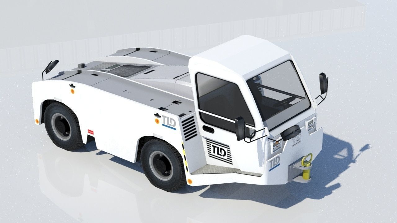 Medium Pushback Tractor Static Low Poly  Low-poly 3D model_1