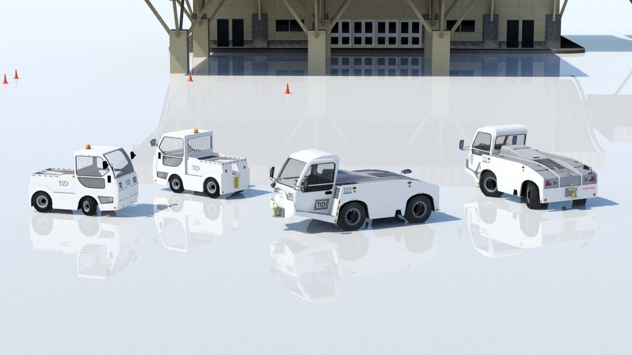 Medium Pushback Tractor Static Low Poly  Low-poly 3D model_2