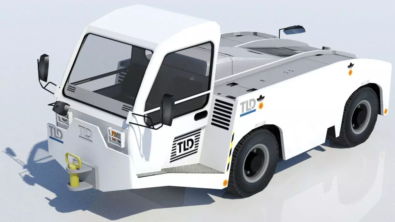 Medium Pushback Tractor Static Low Poly  Low-poly 3D model_0