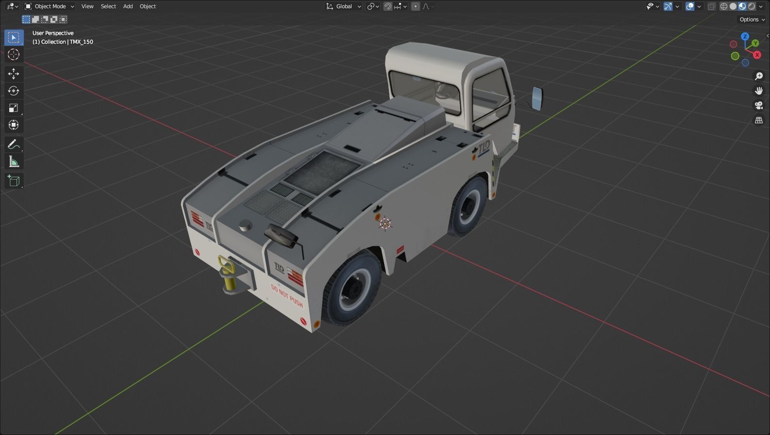 Medium Pushback Tractor Static Low Poly  Low-poly 3D model_7