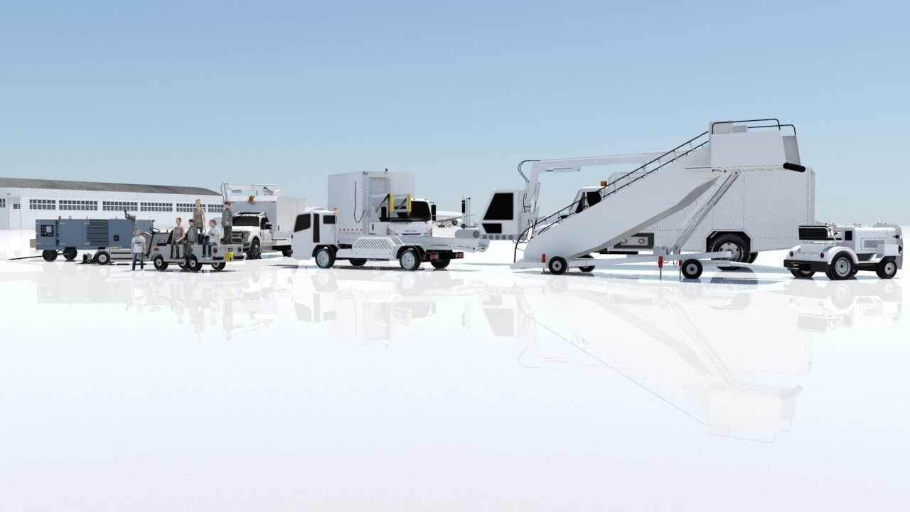 Towable Passenger Aircraft Stair Airport Low Poly Low-poly 3D model_6