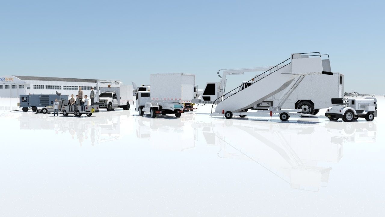 Towable Passenger Aircraft Stair Airport Low Poly Low-poly 3D model_5