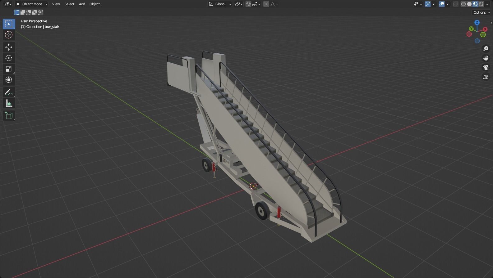 Towable Passenger Aircraft Stair Airport Low Poly Low-poly 3D model_7