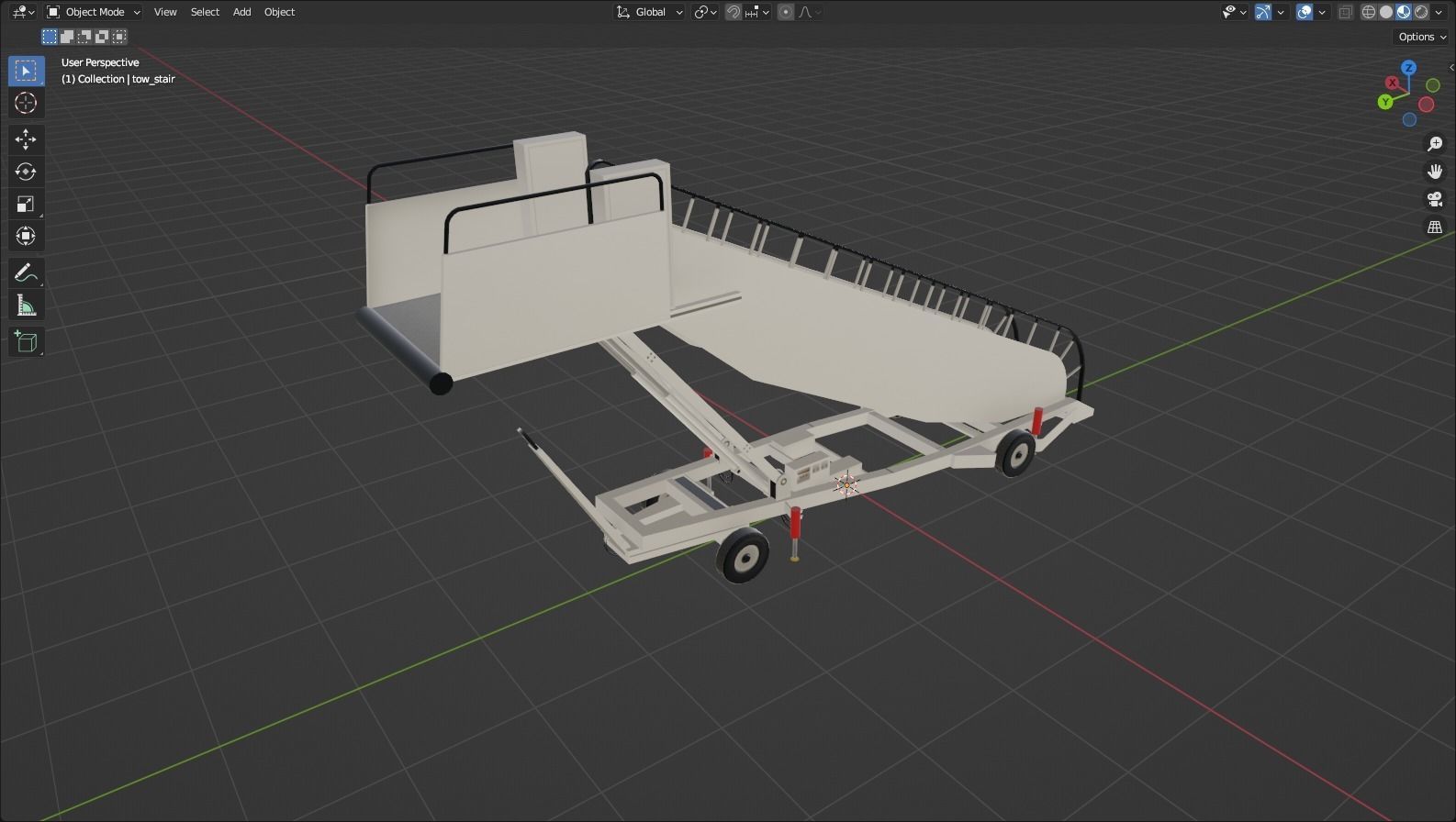 Towable Passenger Aircraft Stair Airport Low Poly Low-poly 3D model_8