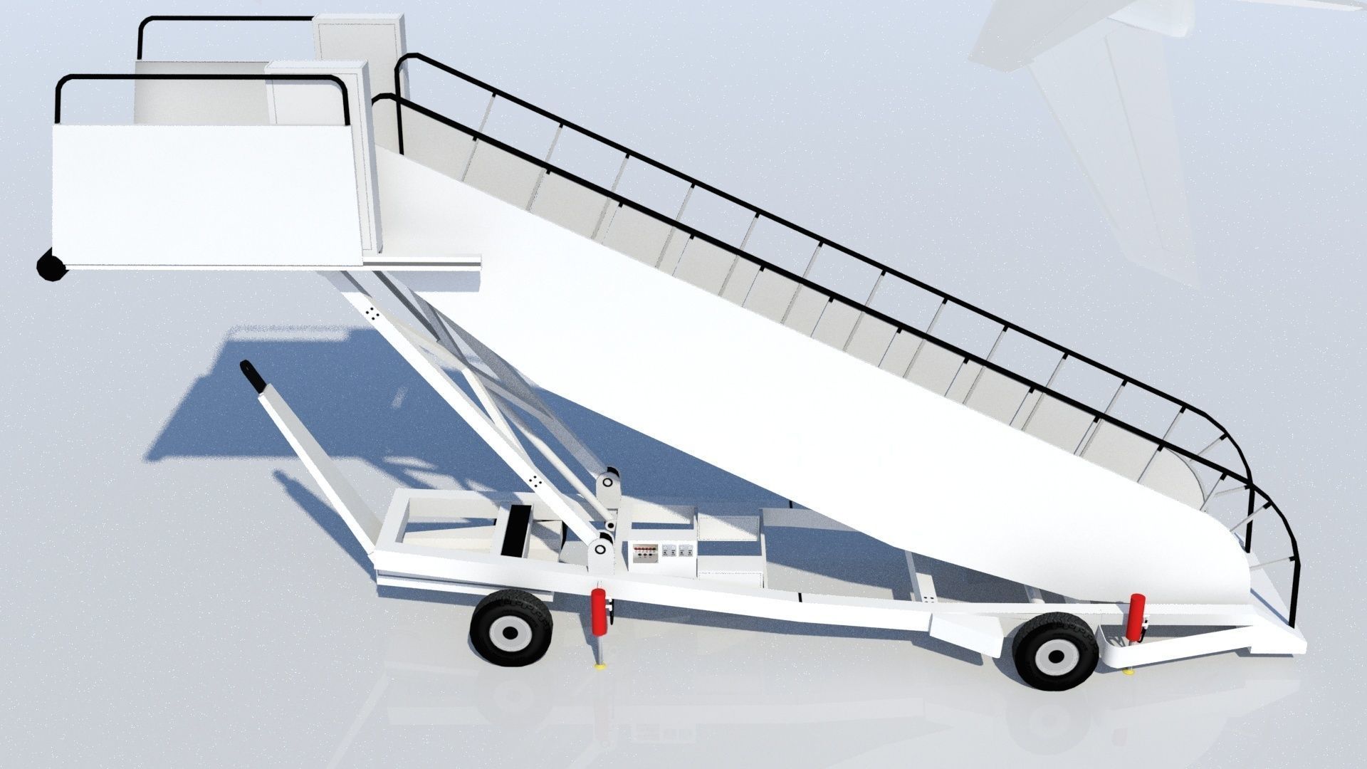 Towable Passenger Aircraft Stair Airport Low Poly Low-poly 3D model_1