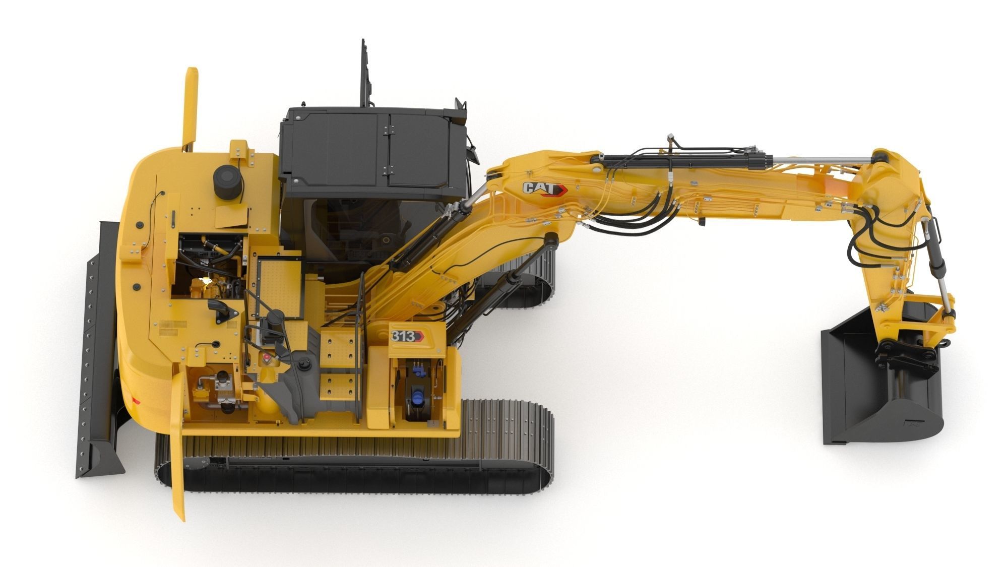 CAT 313 Triple Arm New Cabin 3D model_9