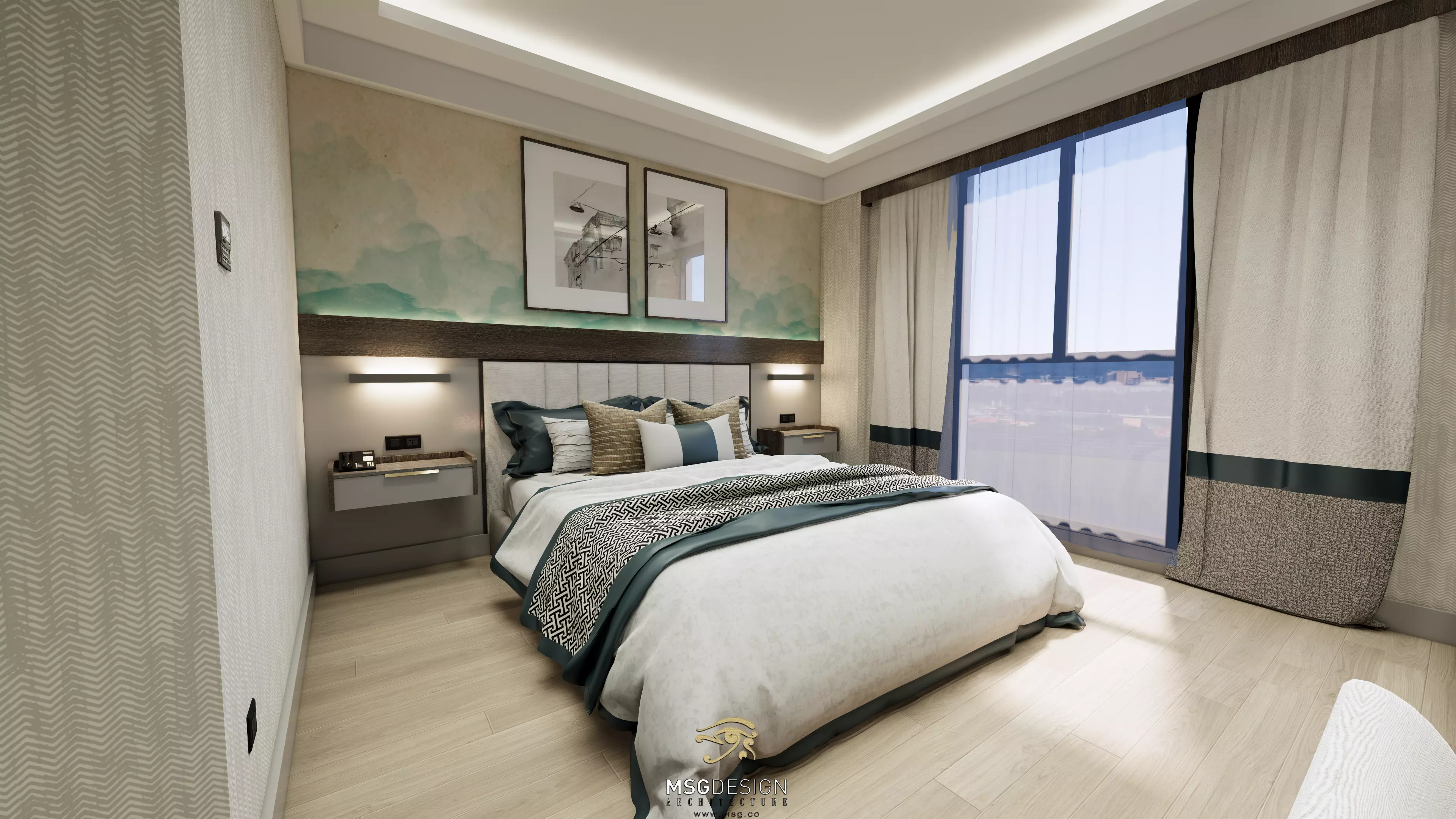 Hotel Room design Low-poly 3D model_0