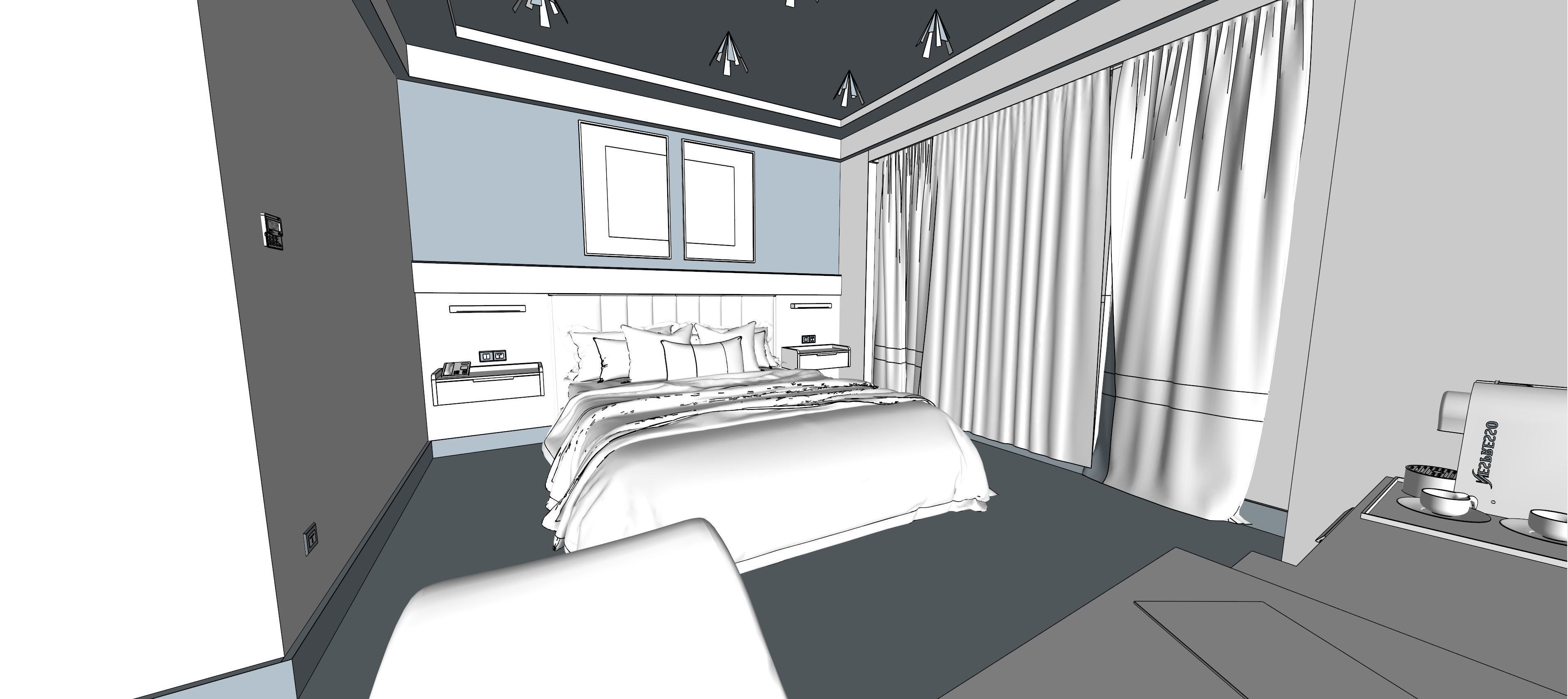Hotel Room design Low-poly 3D model_2