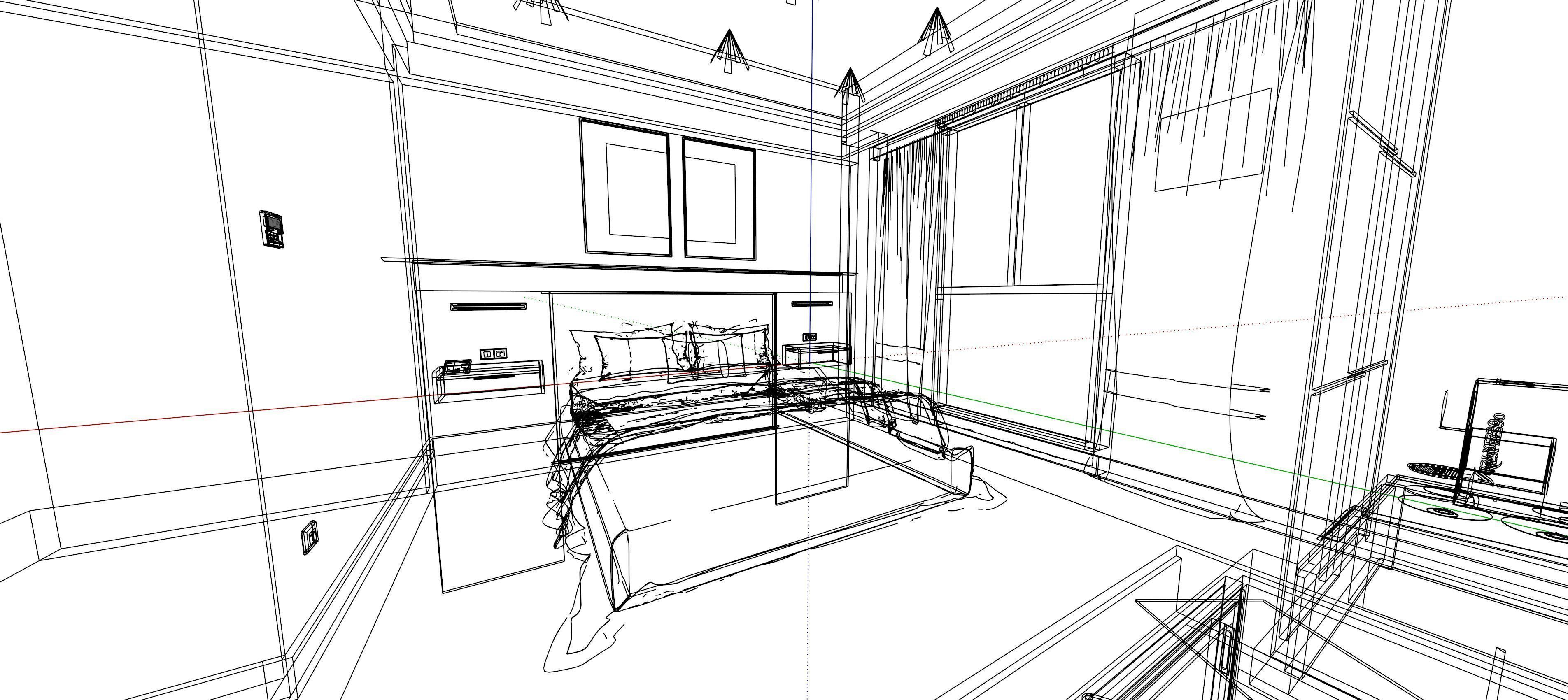 Hotel Room design Low-poly 3D model_5