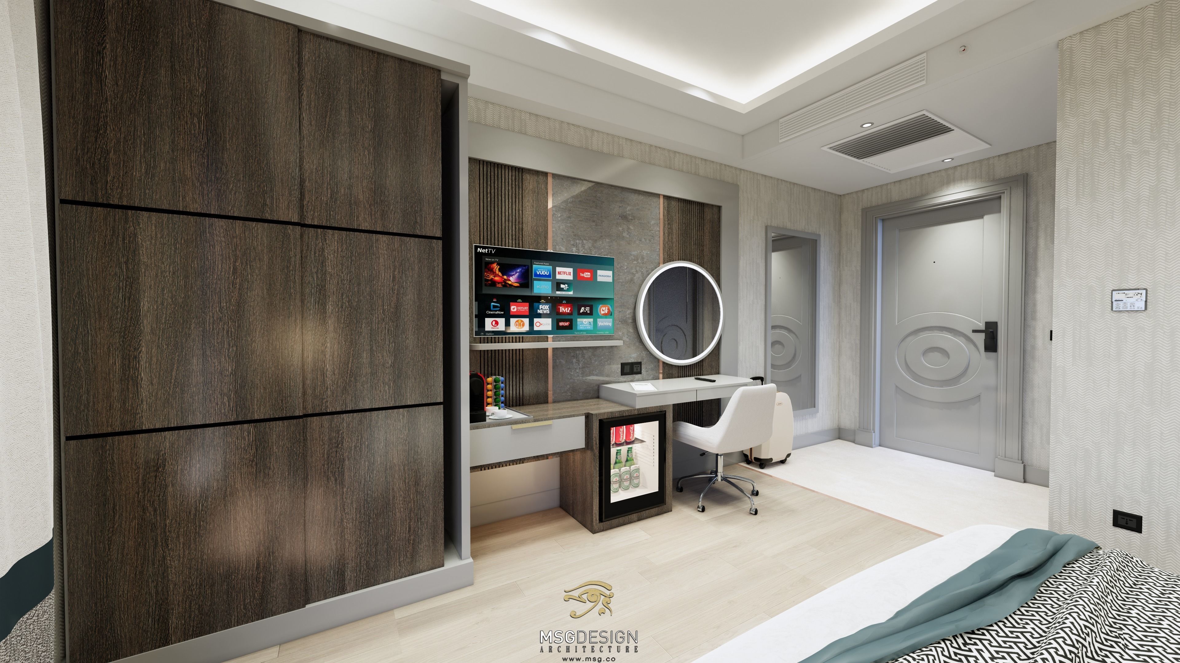 Hotel Room design Low-poly 3D model_1