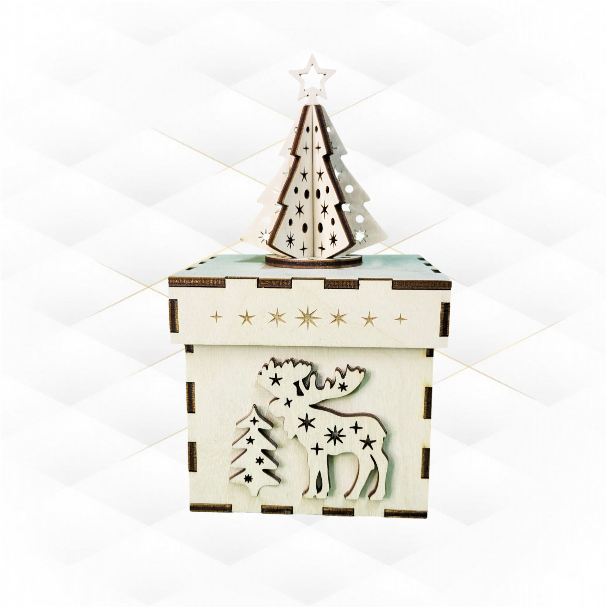 Christmas Tree Box laser cutting design 3D print model_2