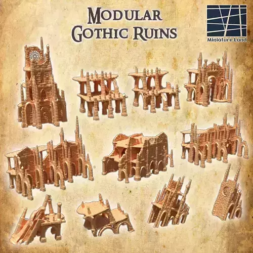 Modular Gothic Ruins  Tabletop Terrain 28 mm