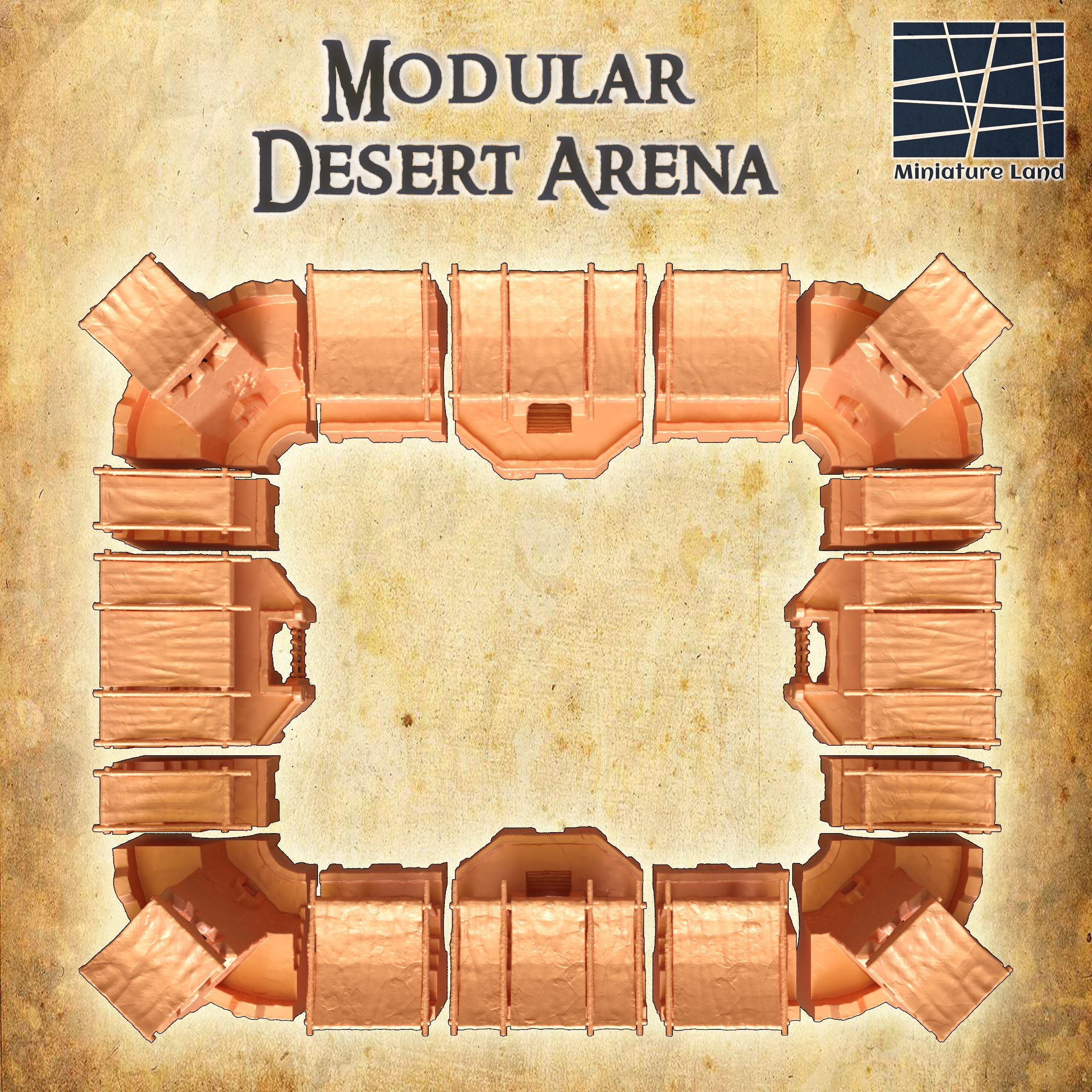 Small Desert Arena Tabletop Terrain 28 mm 3D print model_2