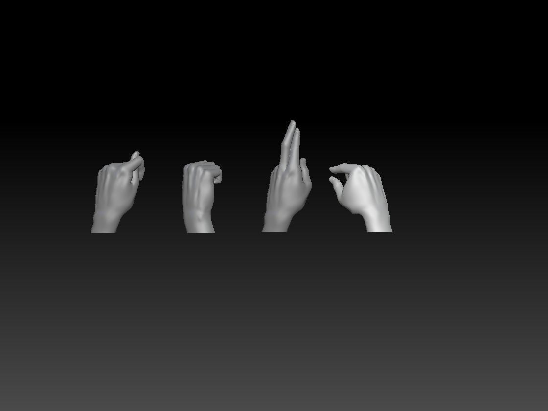 HAND SIGN LANGUAGE ALPHABET Q R S T 3D model 3D printable | CGTrader