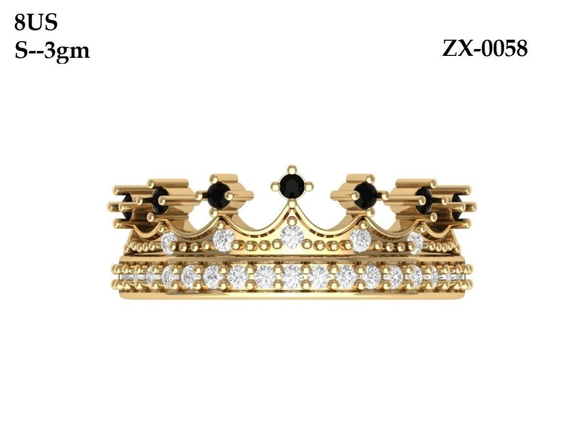 Crown Diamond Ring 3D print model_12