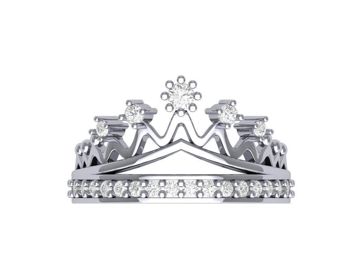 Crown Diamond Ring 3D print model_9