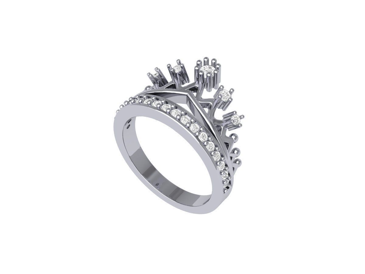 Crown Diamond Ring 3D print model_11