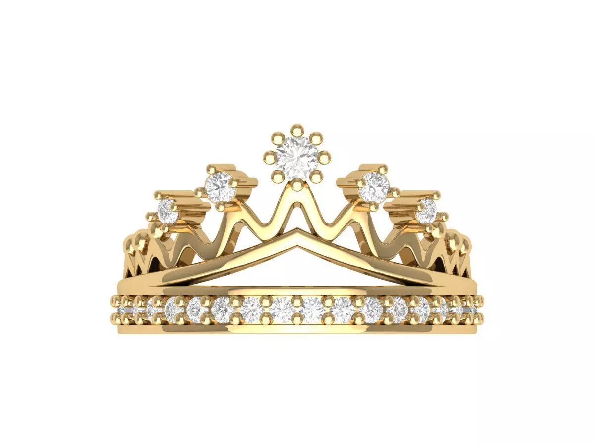 Crown Diamond Ring 3D print model_0