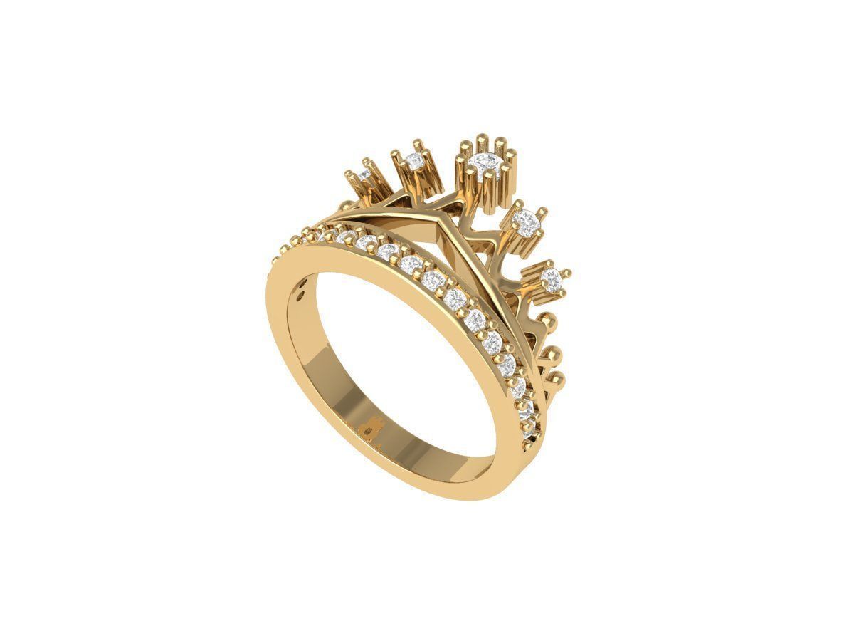 Crown Diamond Ring 3D print model_2