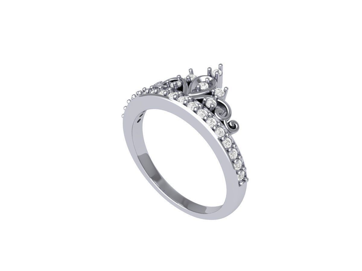 Crown Diamond Ring  3D print model_5
