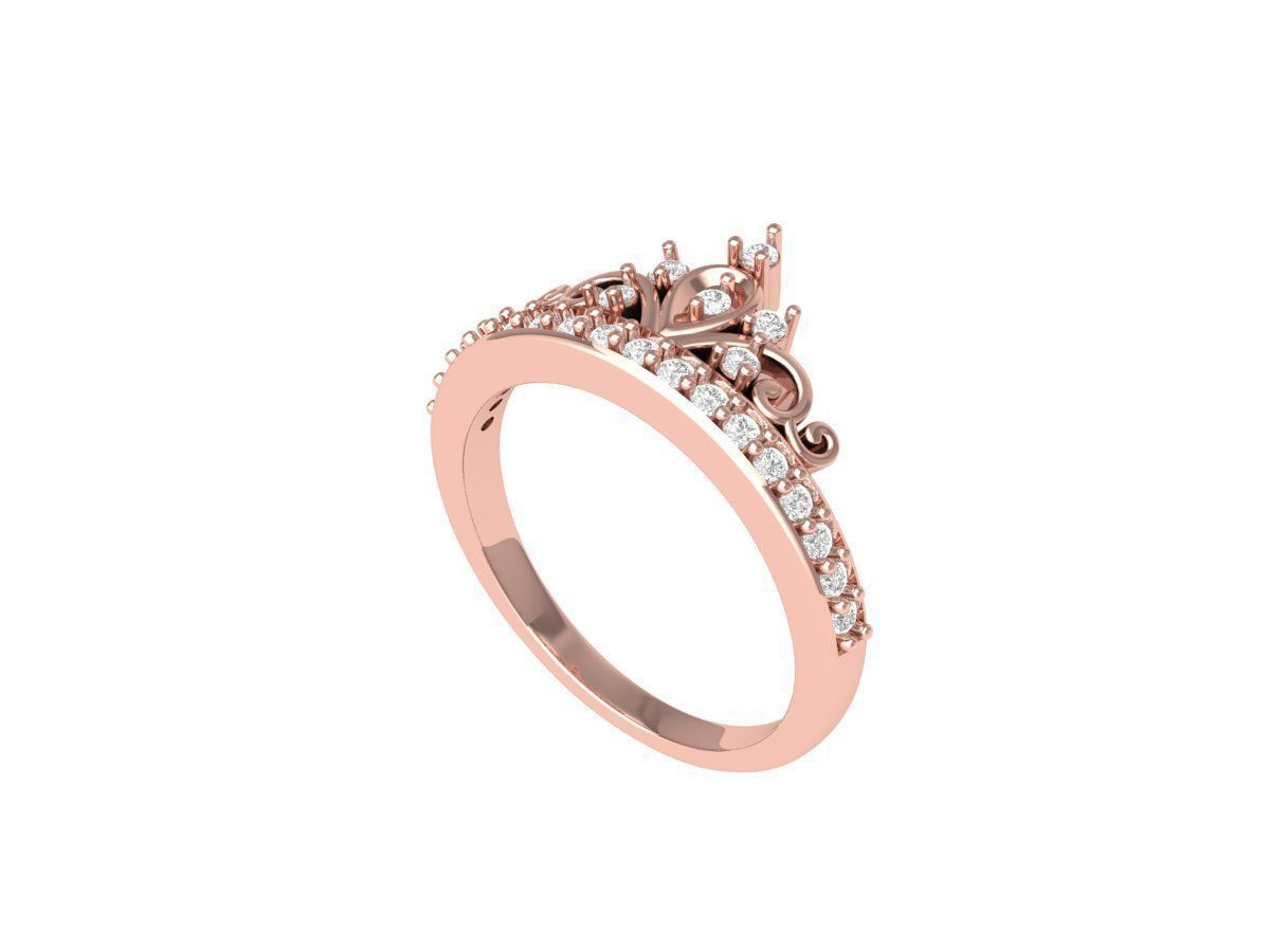 Crown Diamond Ring  3D print model_6