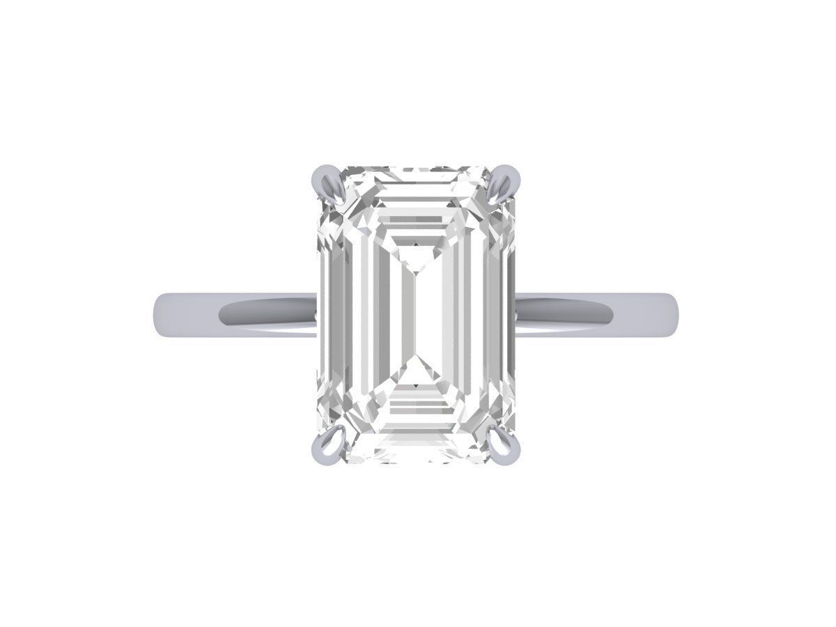 Emerald Solitaire Ring 3D print model_6