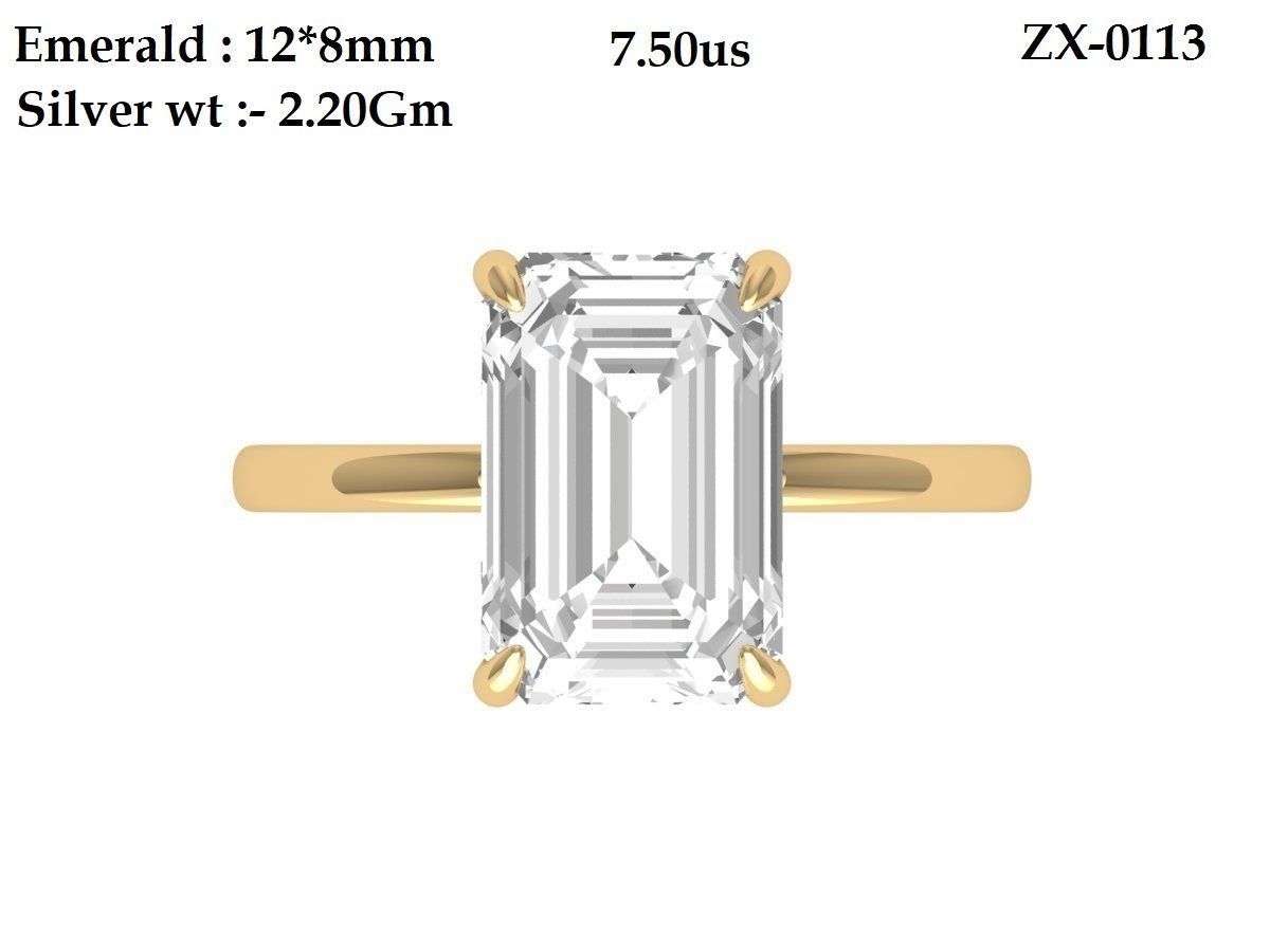 Emerald Solitaire Ring 3D print model_4