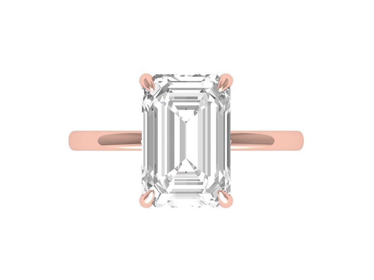 Emerald Solitaire Ring 3D print model_5