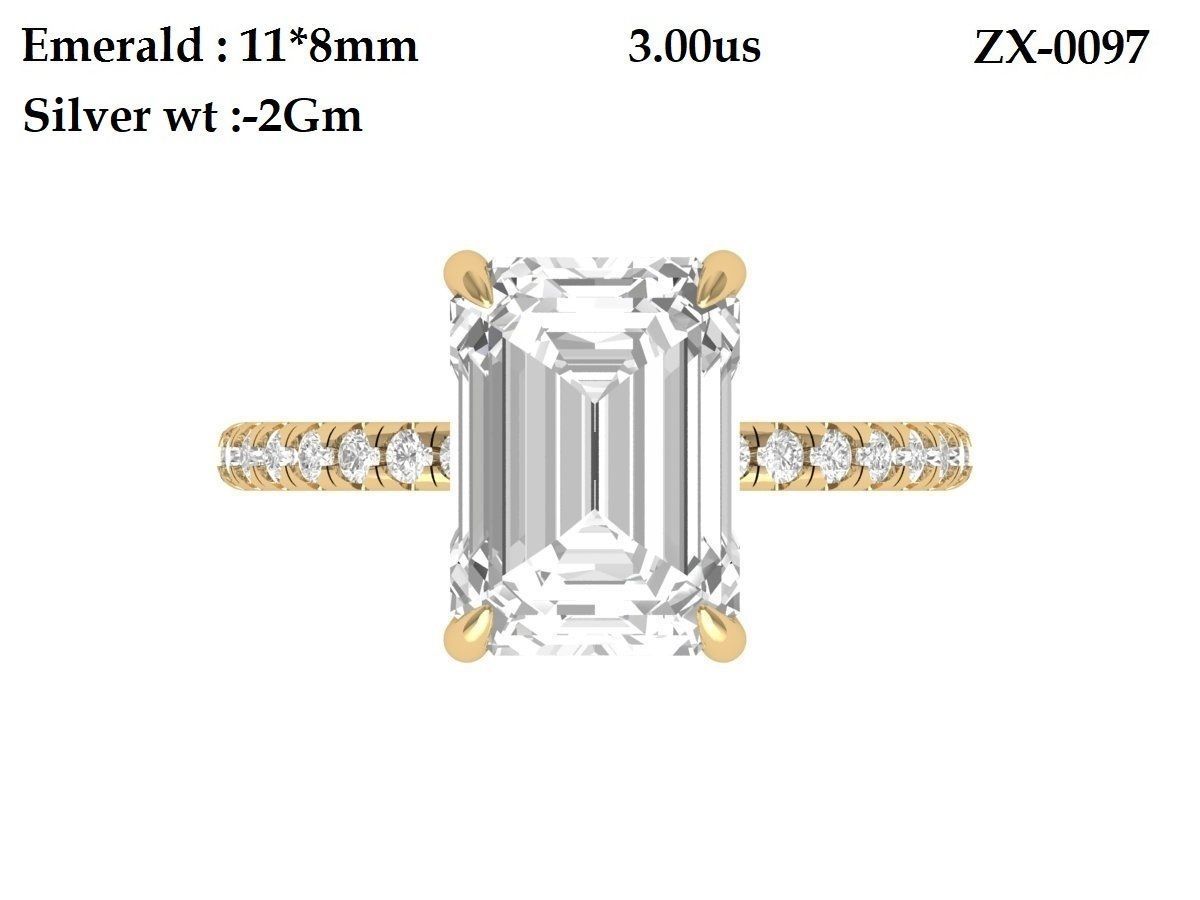 Emerald Solitaire Ring 3D print model_5