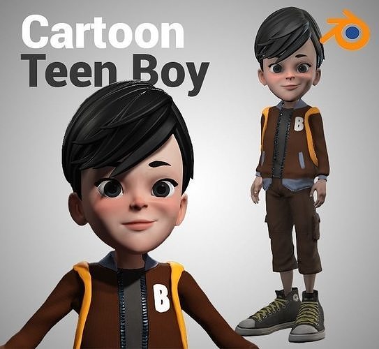Cartoon Teen Boy Rigged Low-poly 3D model