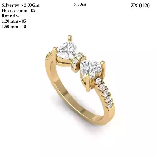 Heart ring with side stone