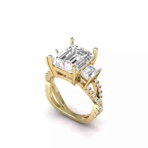 Emerald 3 Stone Art Deco Ring