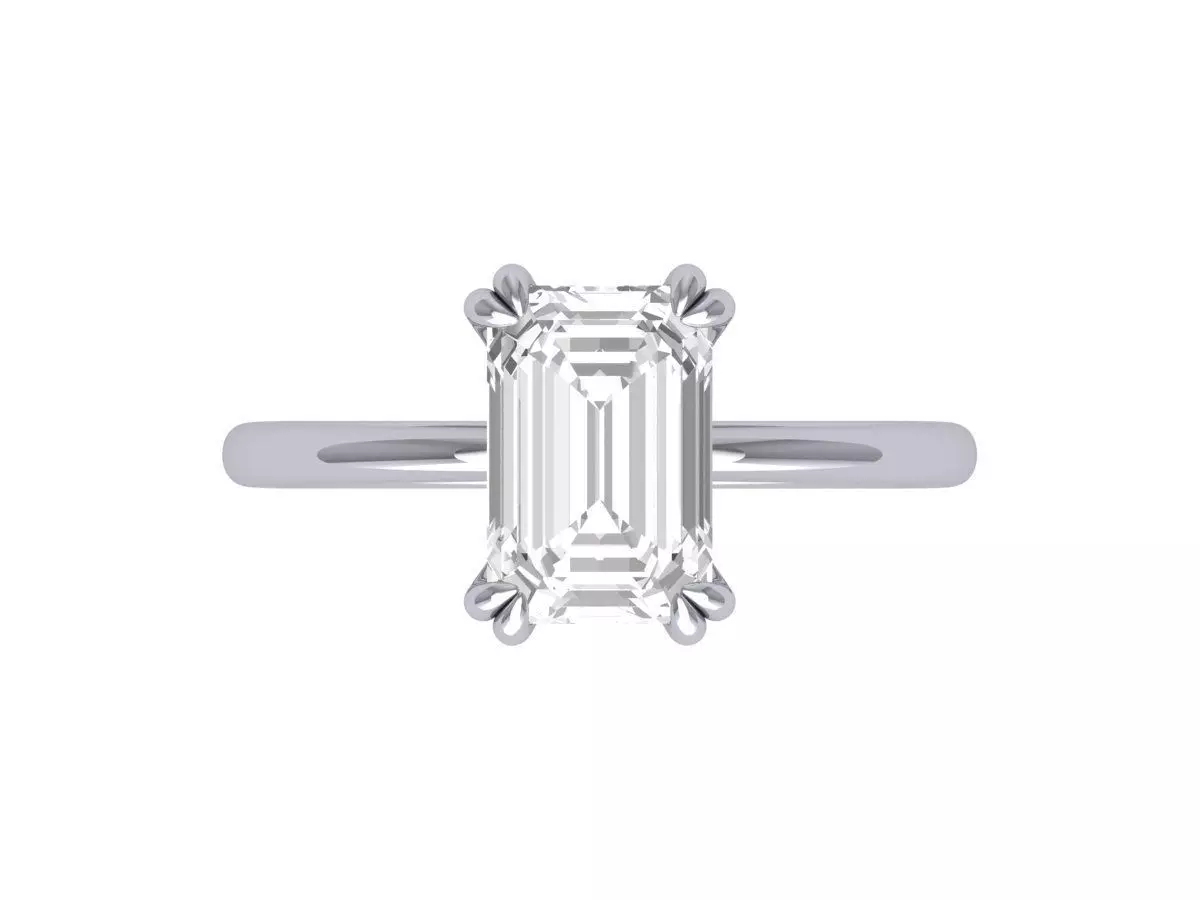 Emerald Solitaire Art Deco Ring 3D print model_0