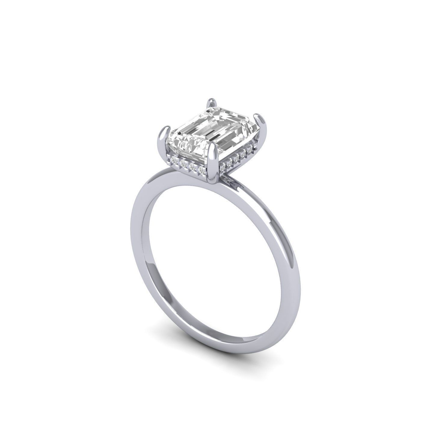 Emerald Solitaire Ring 3D print model_1