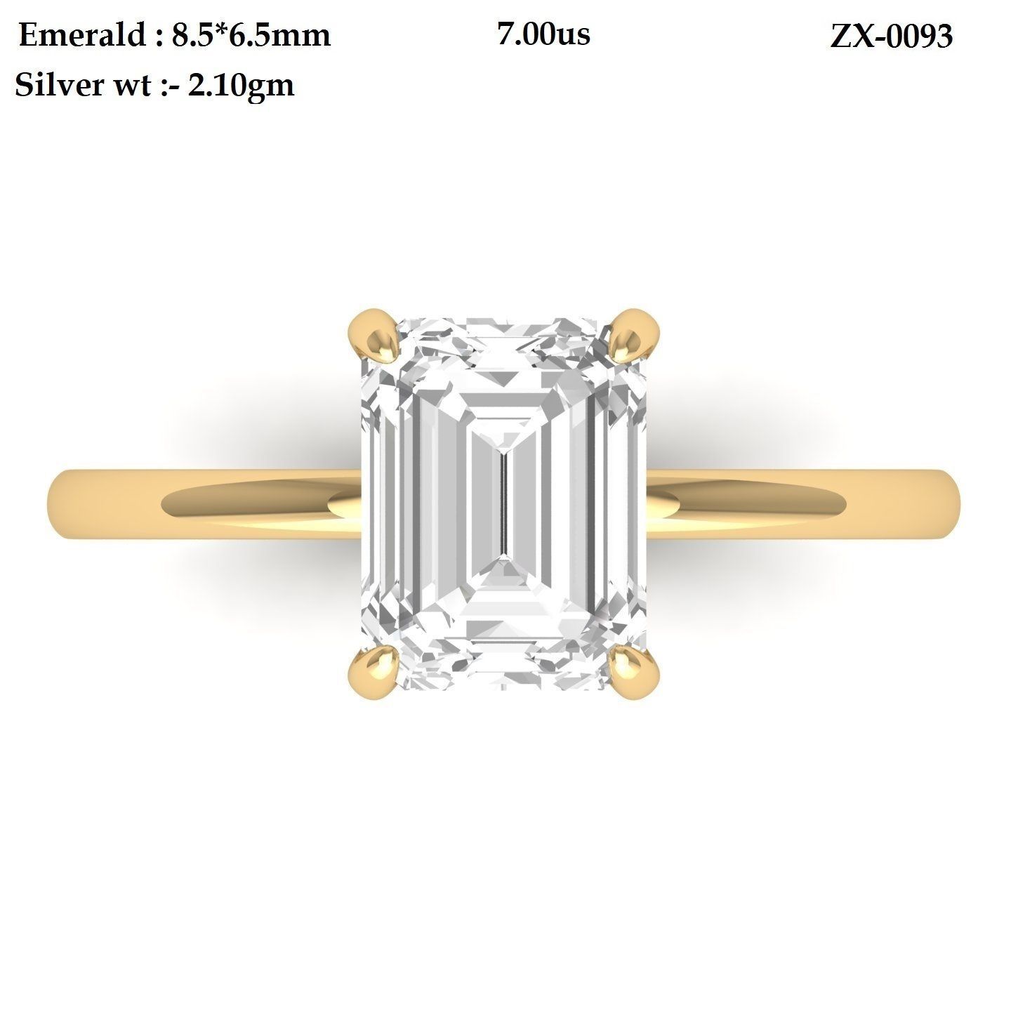 Emerald Solitaire Ring 3D print model_6