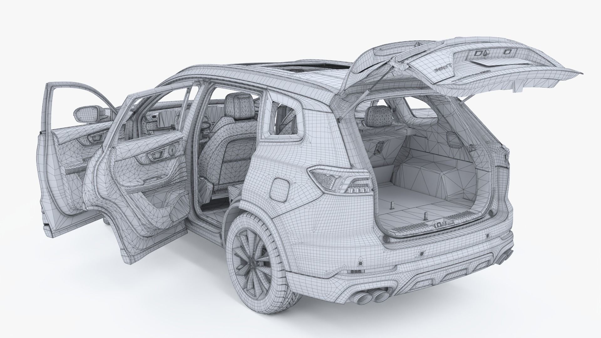 Chery Tiggo 8 PRO AWD 2023 with interior  Low-poly 3D model_20