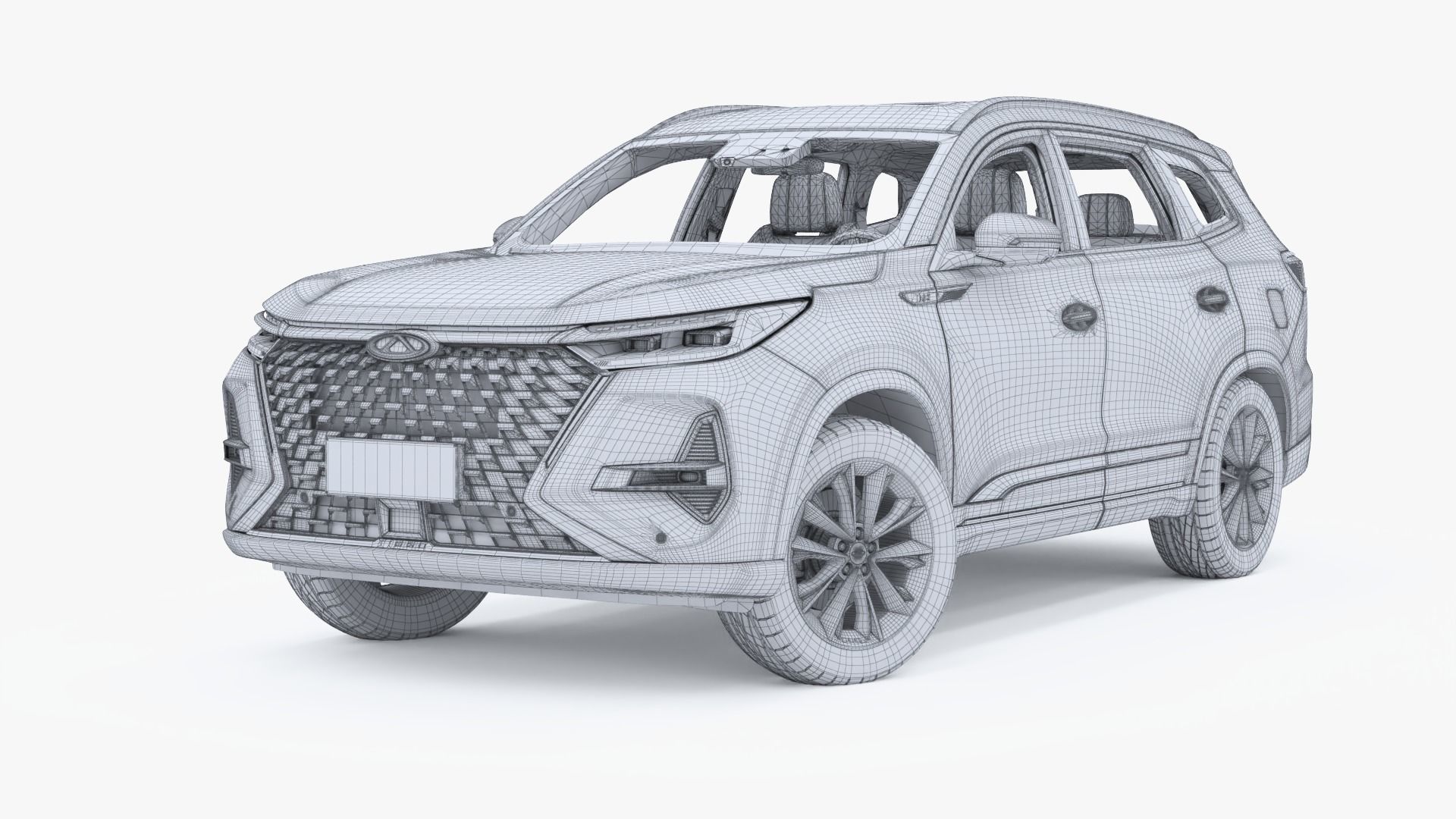 Chery Tiggo 8 PRO AWD 2023 with interior  Low-poly 3D model_15