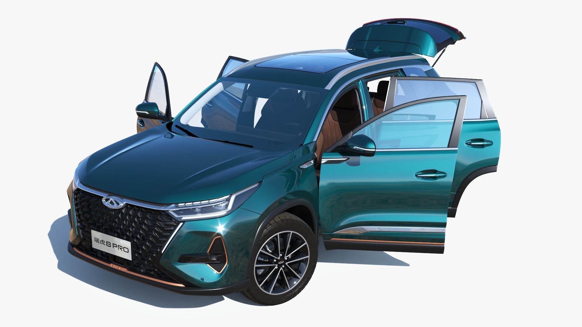 Chery Tiggo 8 PRO AWD 2023 with interior  Low-poly 3D model_7