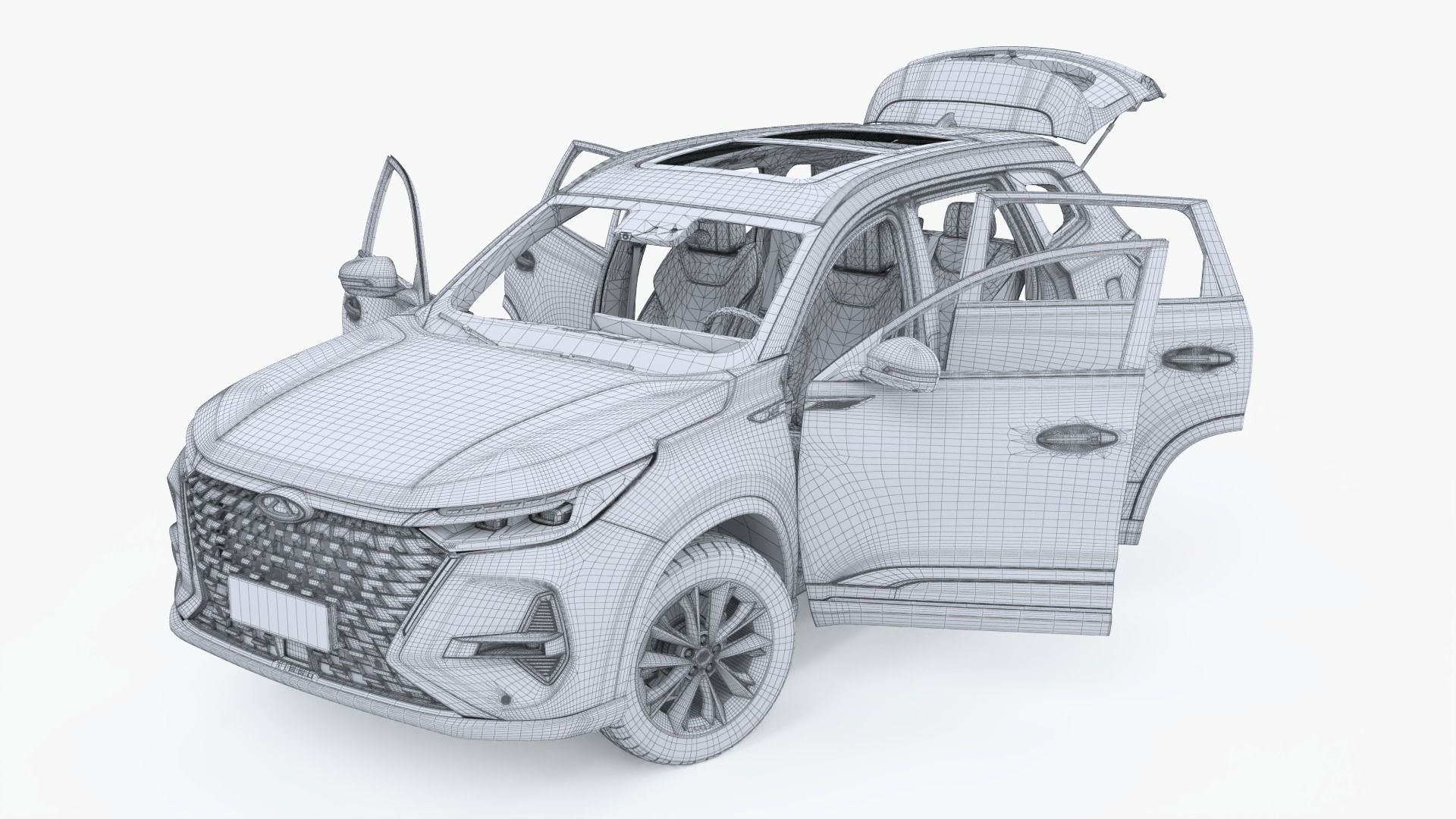 Chery Tiggo 8 PRO AWD 2023 with interior  Low-poly 3D model_17