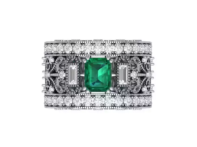 Emerald Art Deco Ring