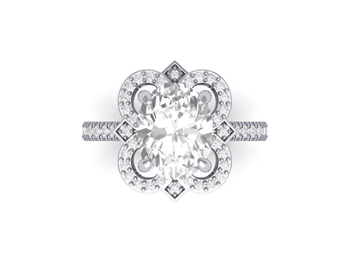 Oval Art Deco Ring 3D print model