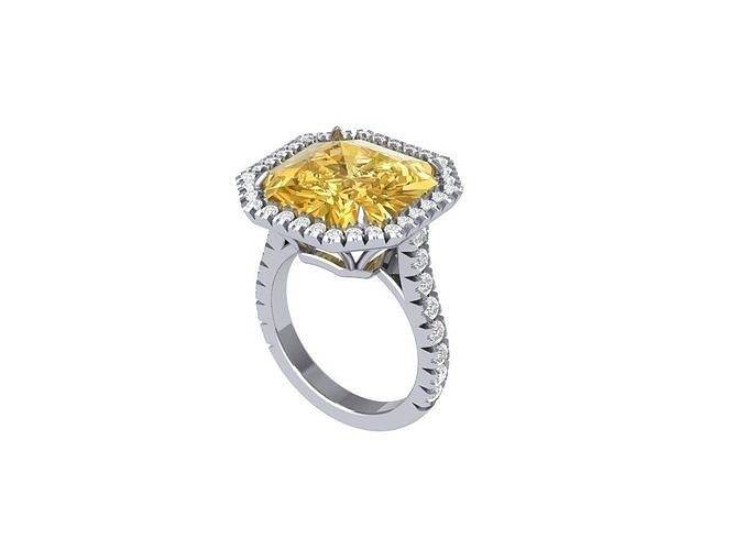  Asscher Solitair Ring 3D print model