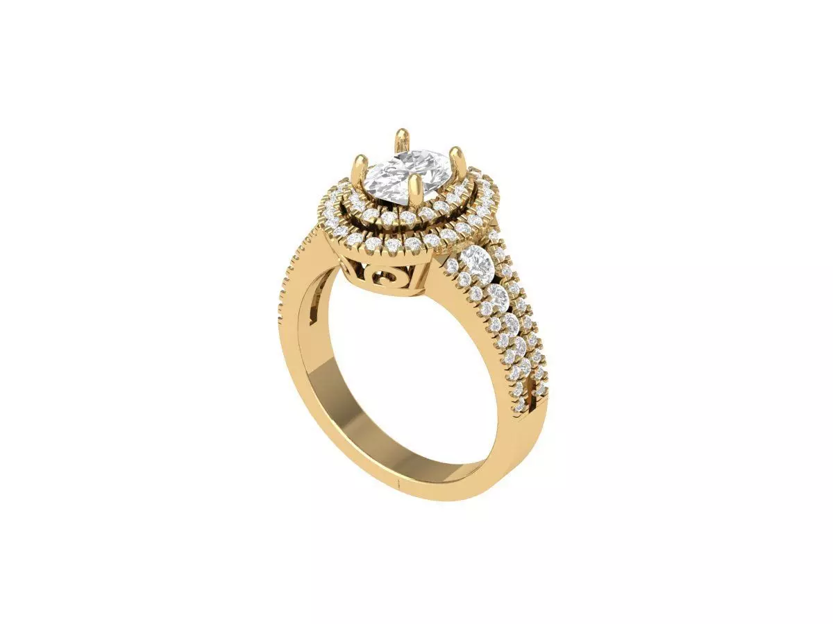 Oval Art Deco Ring 3D print model