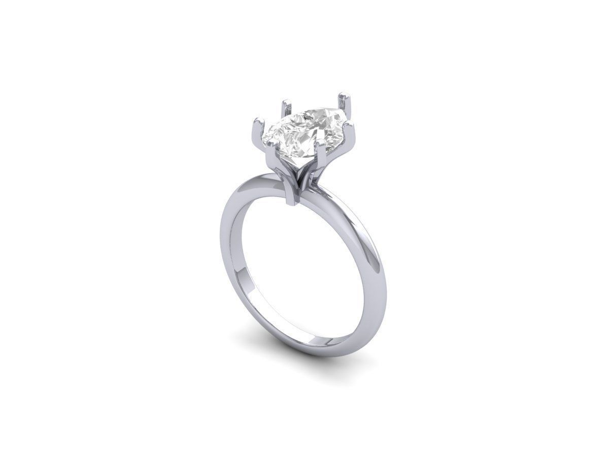 Pear Solitaire Ring 3D print model_1