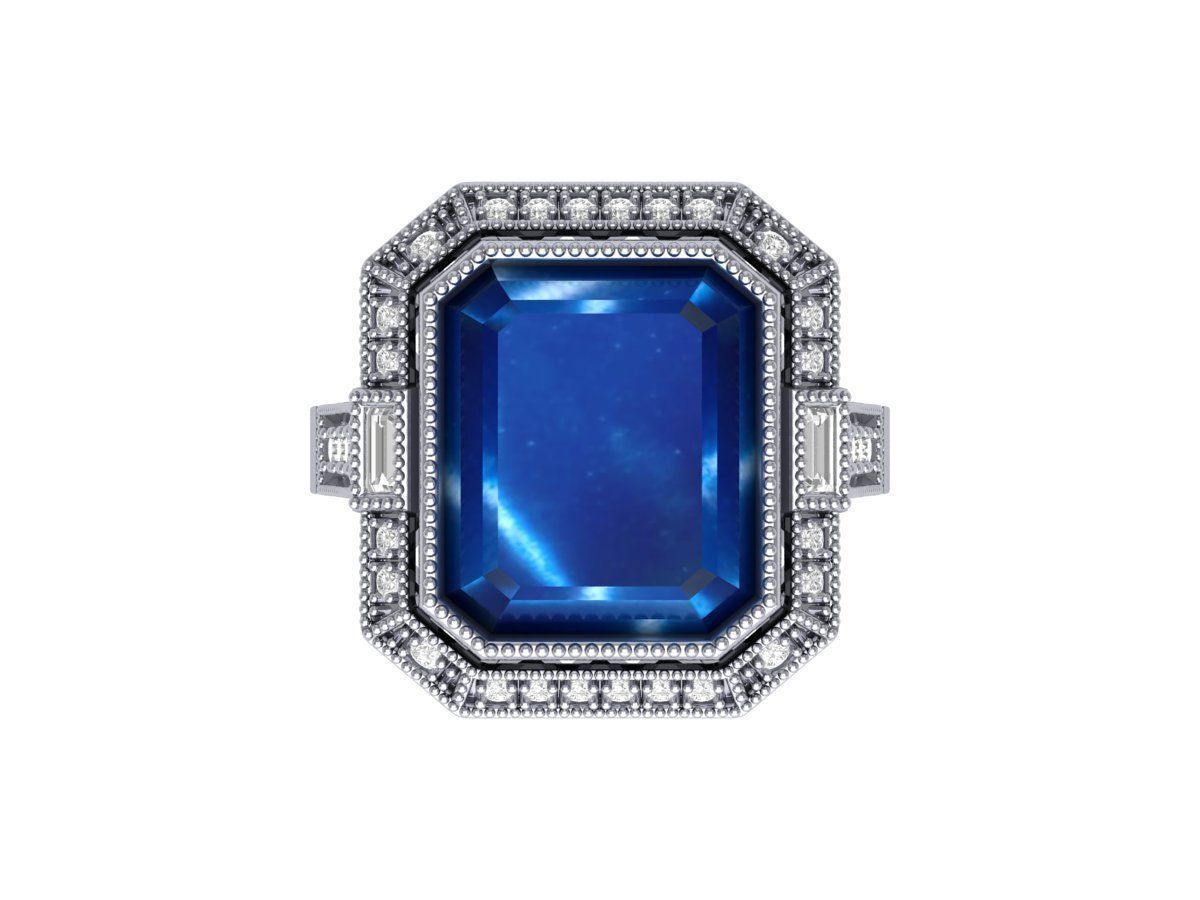 Emerald Art Deco Ring 3D print model_2