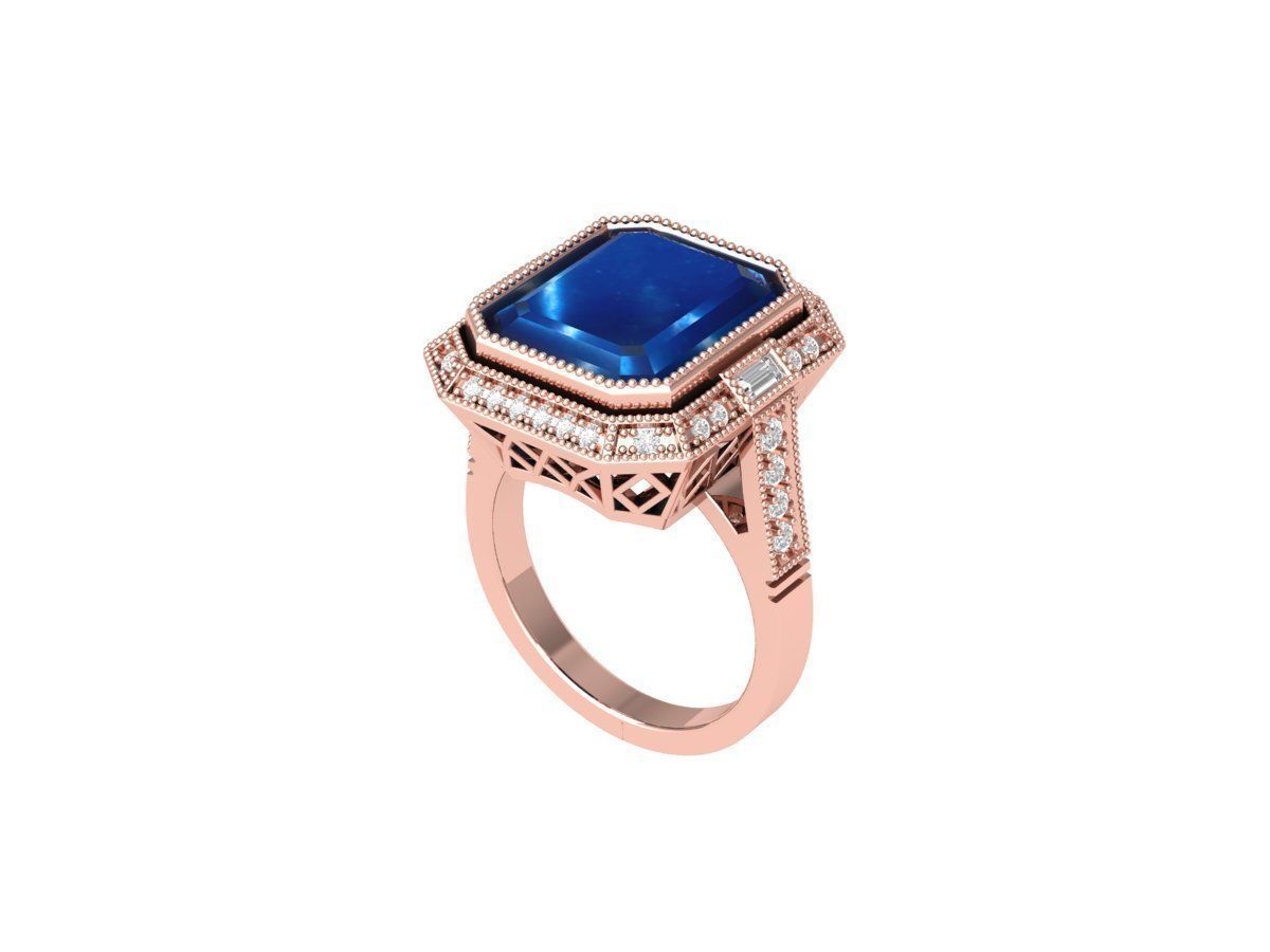 Emerald Art Deco Ring 3D print model_4