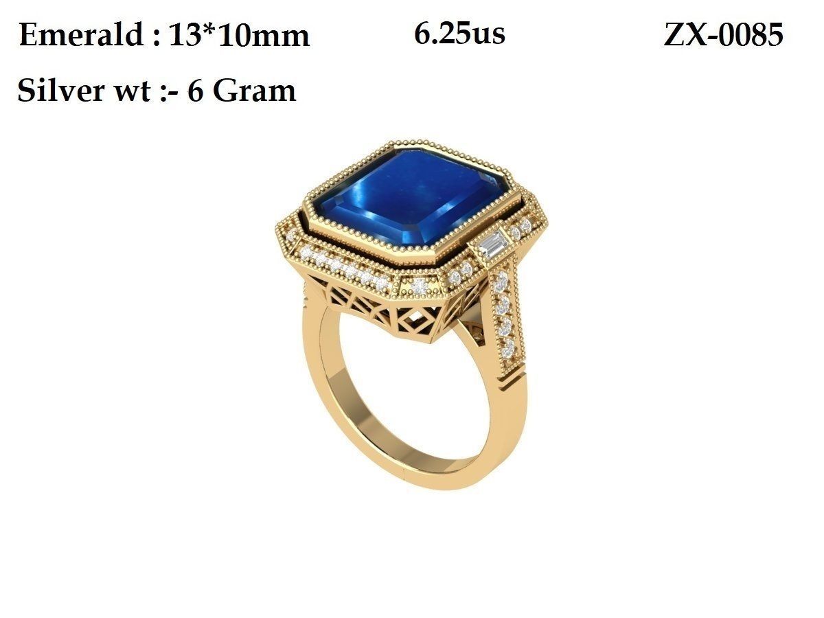 Emerald Art Deco Ring 3D print model_6
