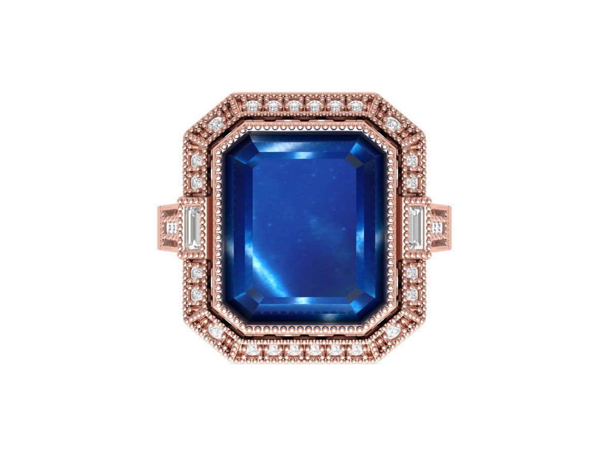 Emerald Art Deco Ring 3D print model_9